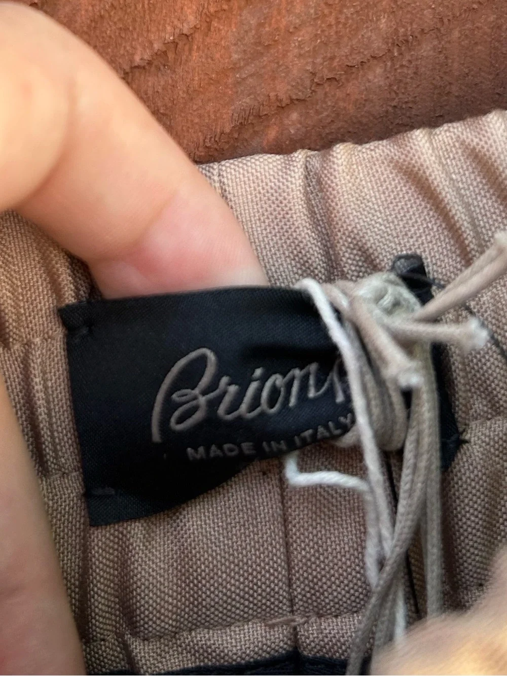 Brioni Trouser leather trimmed Straight Leg size 38 NWT Camel Tan